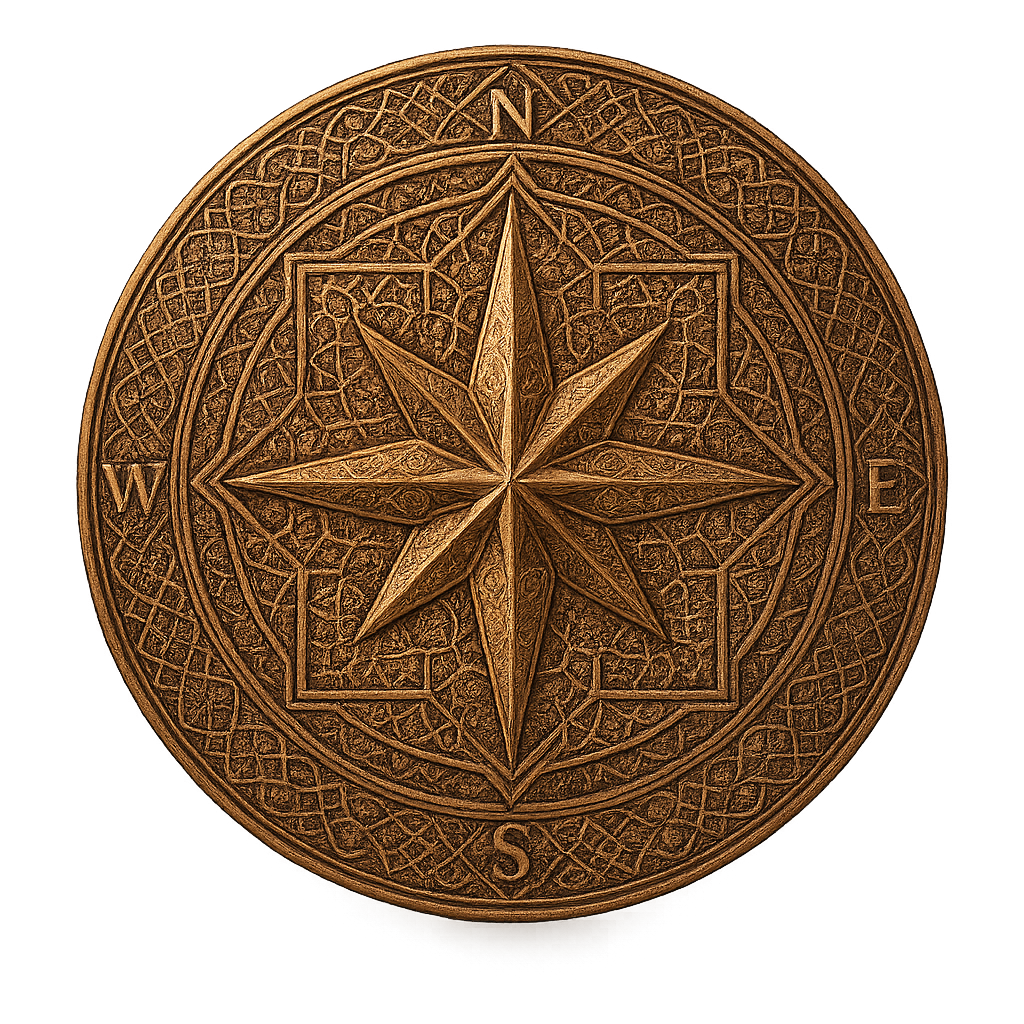 Rose des vents mystique en bronze pour astrologie, rituels et guidance spirituelle