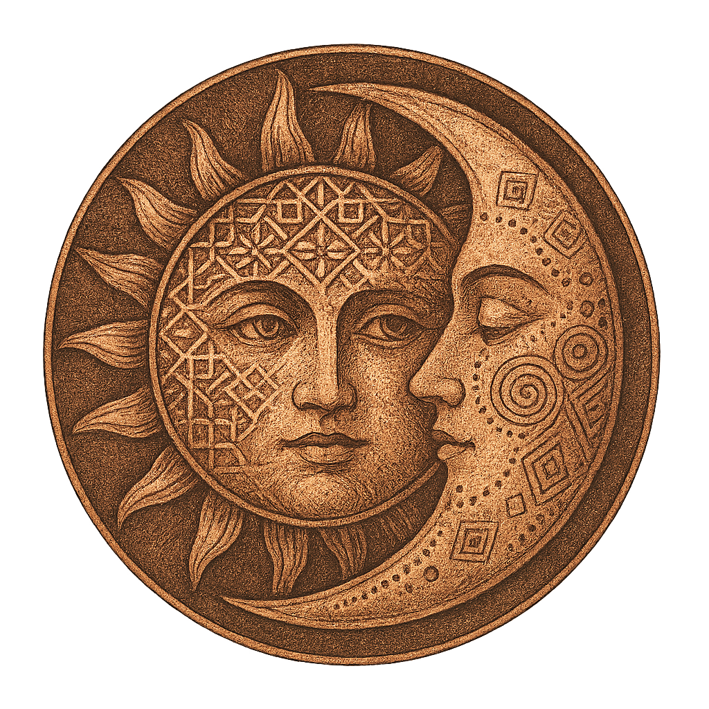 Talisman Astrologique – Soleil et Lune unifiés pour la voyance et l’équilibre spirituel