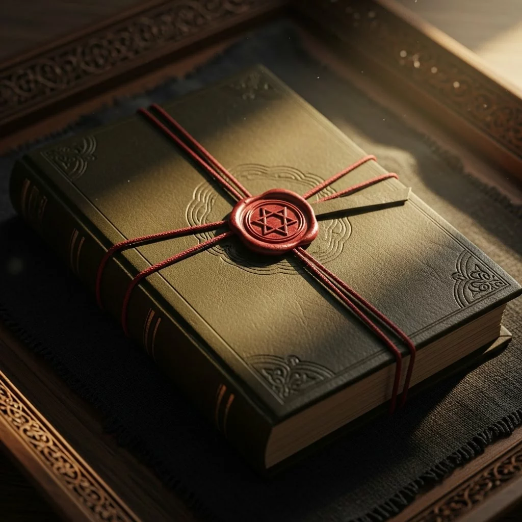 Grimoire ancien scellé avec étoile de David – Manuscrit sacré de tradition ésotérique